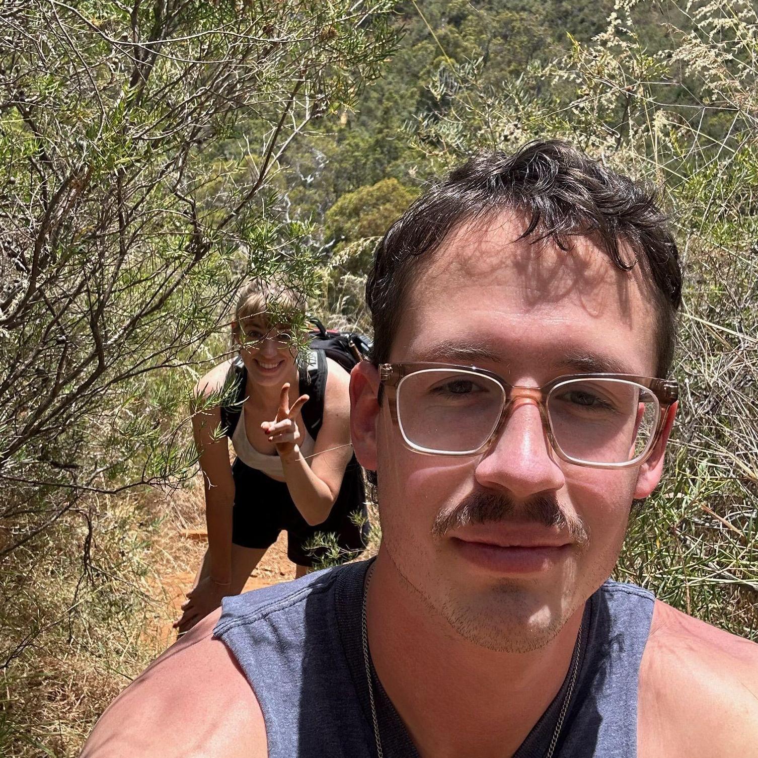 John-Luc and Grace hiking in the outback! They learned soon after this photo that this steep, narrow path up the side of a mountain was not, in fact, the trail.