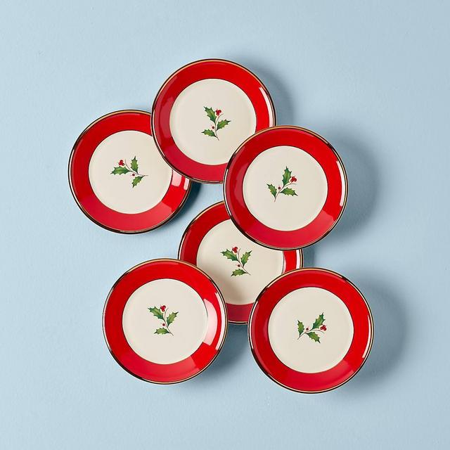 Holiday Red Rim™ 6-piece Tidbit Plate Set
