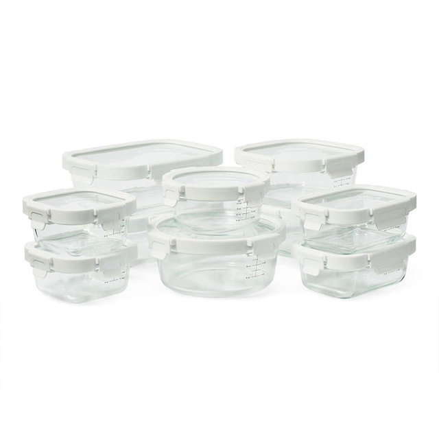 Sur La Table Glass Storage Containers, 20-Piece Set, Clear