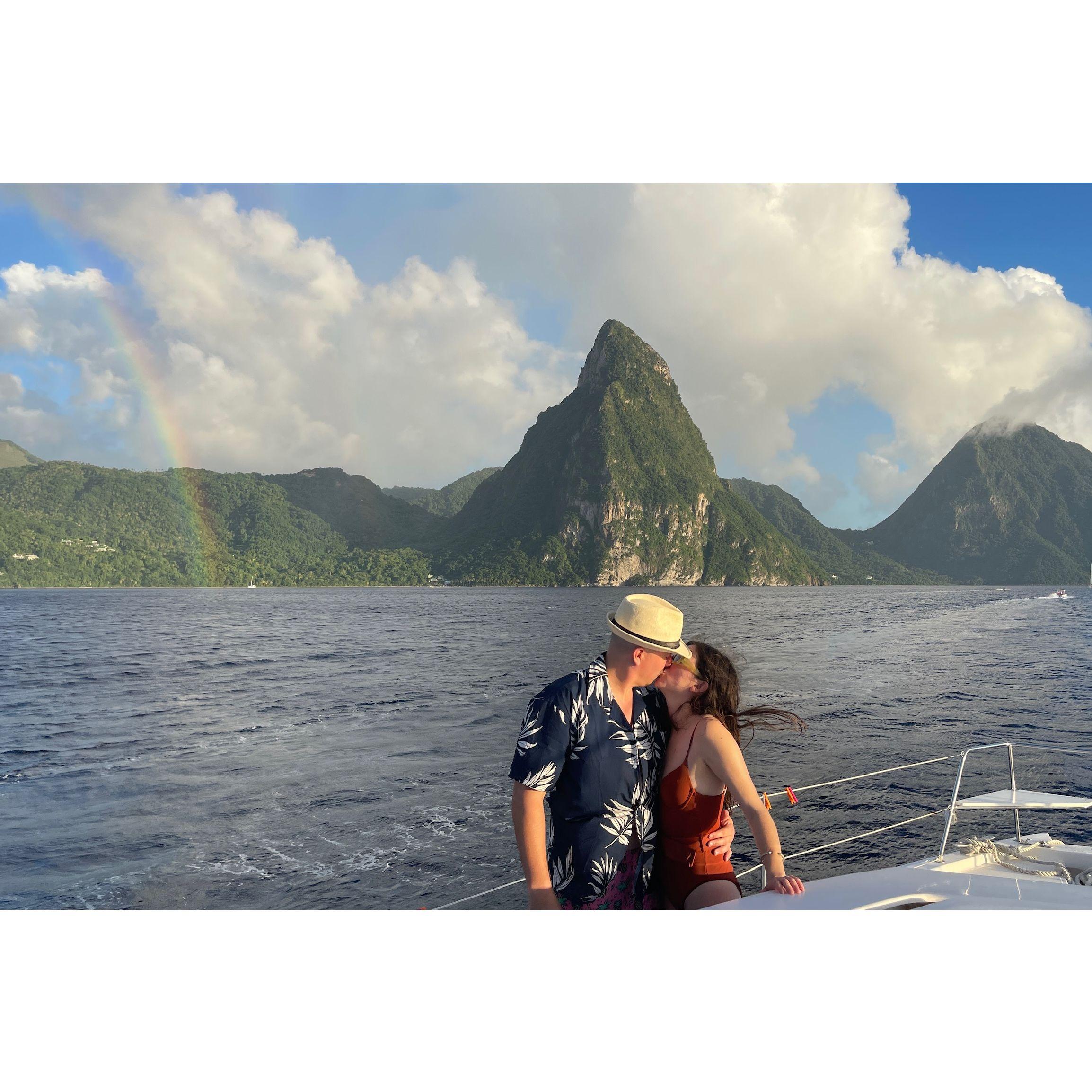 11/2/23 Sailing around Martinique & St. Lucia was a trip of a lifetime. A perk of late-season sailing, besides lower prices, was seeing picturesque rainbows after the rain. Chef's kiss. -bp