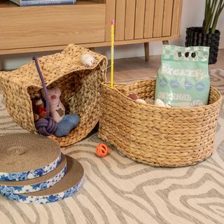 Felix 2-Piece Cat-Shaped Toy Basket