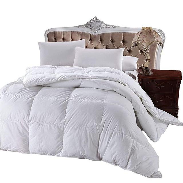 Royal Hotel 300 Thread Count Oversized Queen Size Goose Down Alternative Comforter, Overfilled Comforter, Duvet Insert 100% Cotton Shell - 750FP - 85OZ - White Solid, Oversized Queen