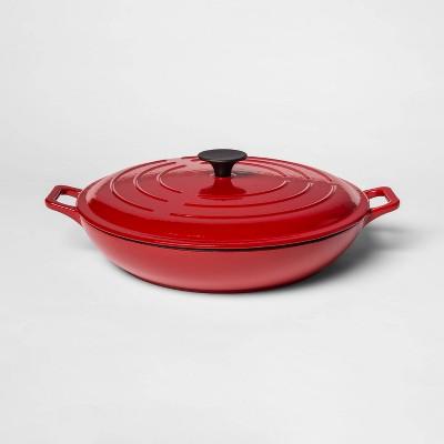 3.5qt Round Everyday Pan Red - Threshold&#8482;