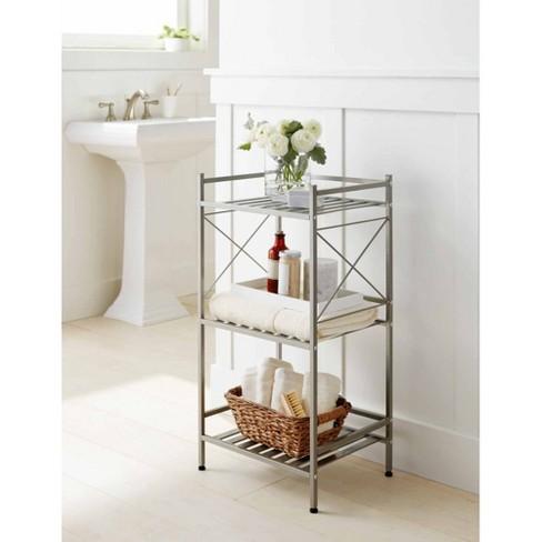 Square Tube 3 Tier Decorative Storage Cabinets Brushed Nickel - Threshold™