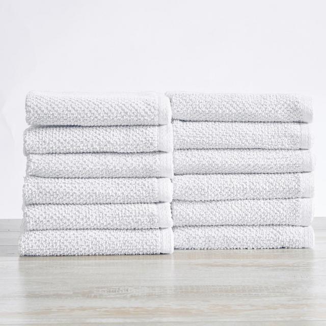 100% Cotton Quick Dry Popcorn Textured Bath Towel Set , Optic White) - Great Bay Home