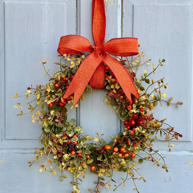 Fall Berry Candle Wreath Ring, Fall Kitchen Cabinet Wreath, Fall Bog Wreath, Thanksgiving Table Accent, Harvest Decor