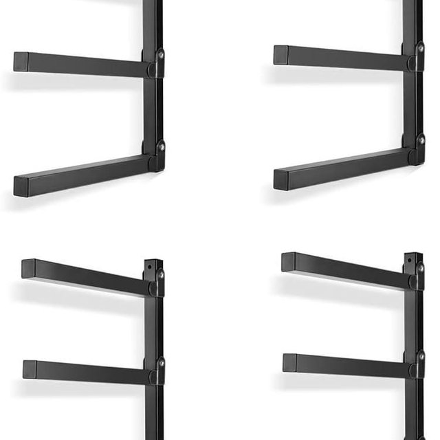 Ultrawall Wall Mount Wood Organizer and Lumber Storage Metal Rack for Shed, Workshop, Garage with 3-Level (Black-4 Pack)