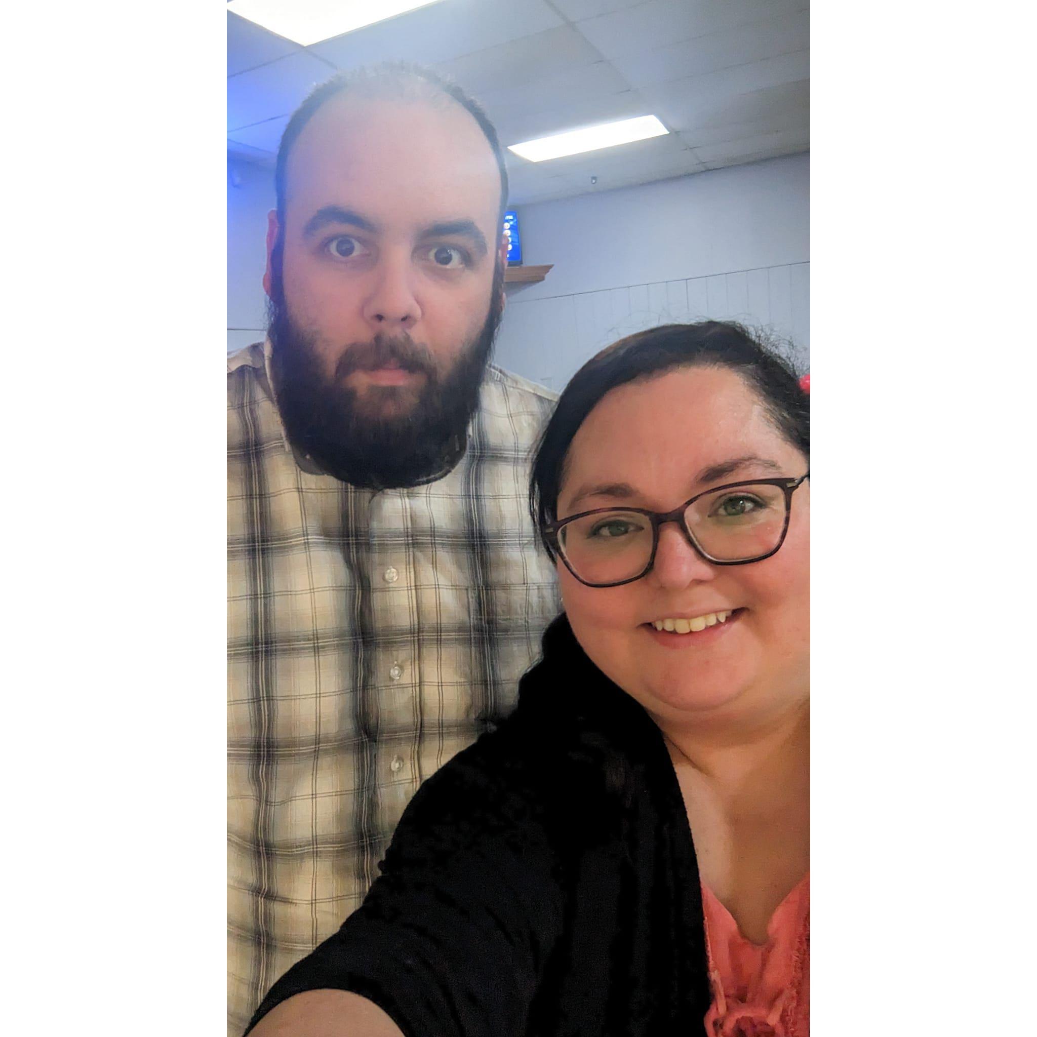 Us on a date night after going bowling together