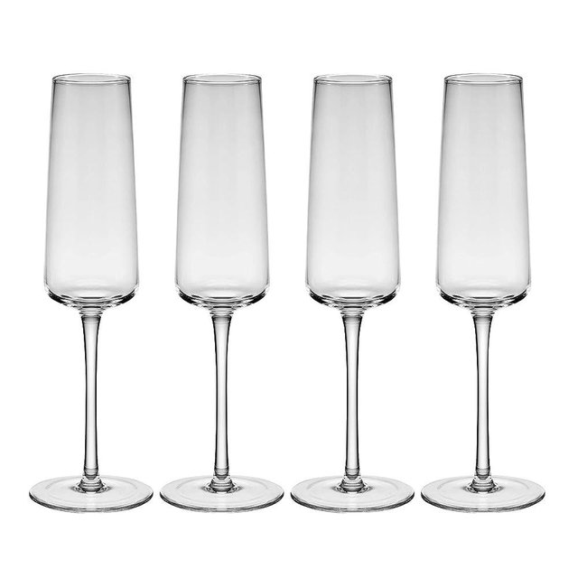 Mikasa Cora Set of 4 Flute Champagne Glasses, 8-Ounce, Clear