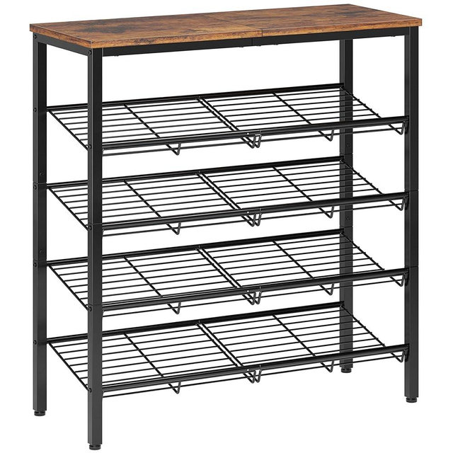 Nunsino Shoe Rack for Closet,5 Tier Shoe Organizer for Entryway,Shoe Shelf with Storage Shelves and Spacious Top,Max Holds 20 of Shoes,Rustic Brown