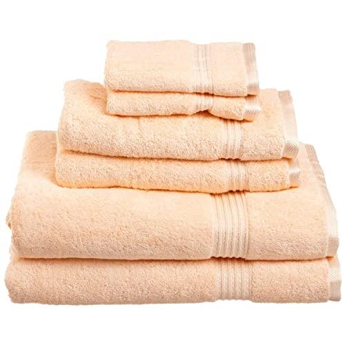 SUPERIOR Luxury Cotton Bath Towel Set - 6-Piece Towel Set, 600 GSM, Long-Staple Combed Cotton Towels, Peach