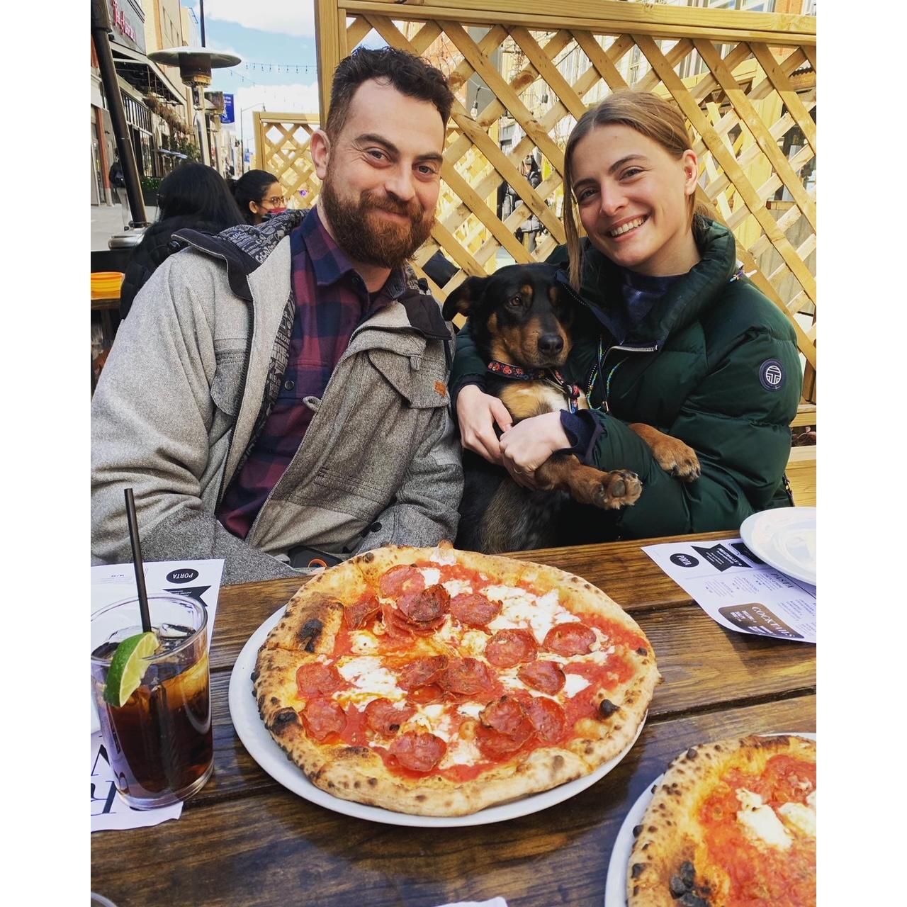 Just the 3 of us! Anna, our pandemic pup.