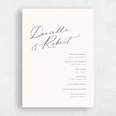 Beige Simple Wedding Program - Mesilla