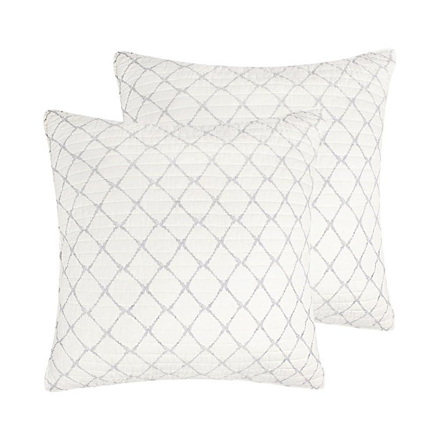 Levtex Home - Becker Taupe - Euro Sham Set of 2 - Diamond - Grey and Cream - (26x26in.), No Insert - Cotton