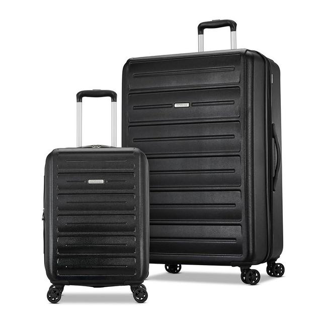 American Tourister Westridge Hardshell Luggage Set - 2 Piece Set - 20/28" Carry-On & Large Checked Luggage Set with Spinner Wheels - Expandable Hard Suitcases for Travel - Hard ABS Shell - Black