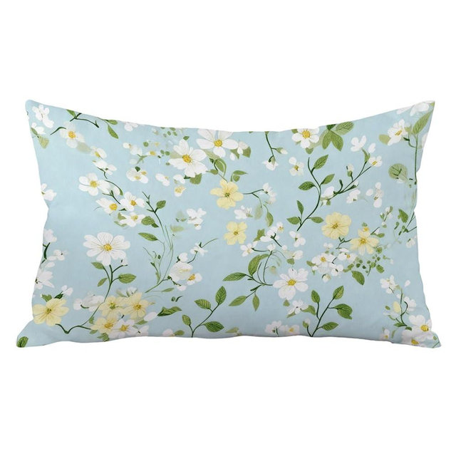 Yhtrg White Yellow Floral Pillow Cover 12x20, Floral Room Decor, Rustic Cottagecore Flower Leaves Botanical Lumbar Pillow Cover Decor for Home Bedroom Living Room