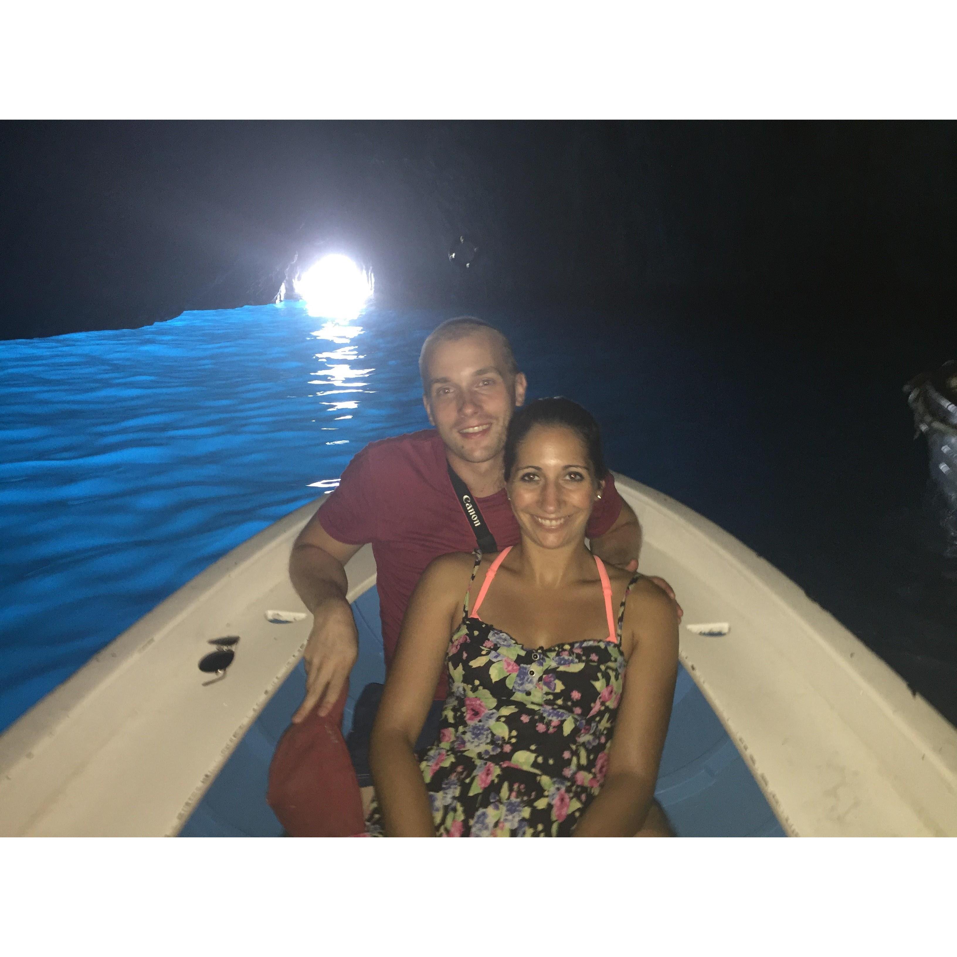 In the Blue Grotto in Italy