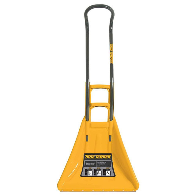 True Temper 1625300 SnoBoss 26 in. Poly Snow Shovel/Pusher/Scraper with Ergonomic Aluminum Handle, 20-Inch, Yellow