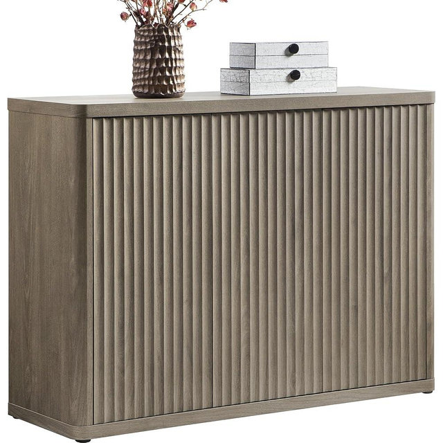 SICOTAS Buffet Cabinet with Storage Accent Sideboard with 3 Doors Modern 46.6" Wide Credenza Fluted Buffet Table Media Console Cabinet Entryway Cabinets for Living Room Kitchen Dining Room Hallway