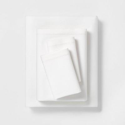 Linen Blend with Hem Stitch Sheet Set, Sour Cream, Queen