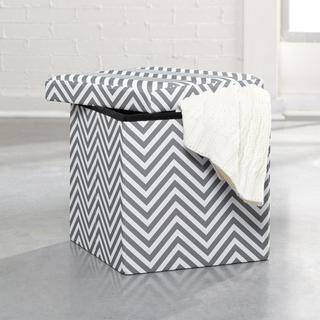 Soft Modern Chevron Upholstered Storage Ottoman