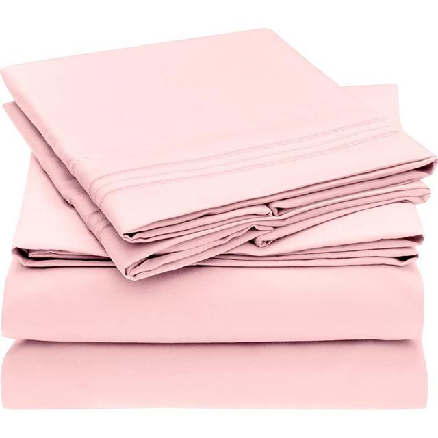 Mellanni King Size Sheet Set - Hotel Luxury 1800 Bedding Sheets & Pillowcases - Extra Soft Cooling Bed Sheets - Deep Pocket up to 16 inch Mattress - Easy Care - 4 Piece (King, Blush Pink)