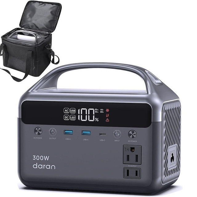 Portable Power Station 300W (600W Surge), 192Wh (60,000mAh) Solar Generator, LiFeP04 Battery with AC Outlets, 5.5LB Power Bank for Outdoor Camping, Traveling, Home & Emergency (Solar Optional)