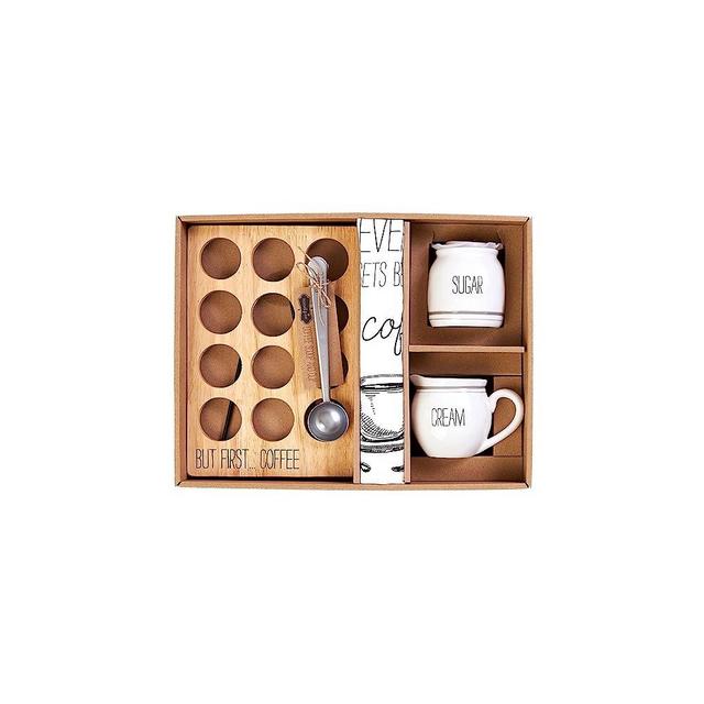 Mud Pie Coffee Gift Box Set | Includes K-Cup Holder, Cream & Sugar Set, Coffee Scoop and Hand Towel