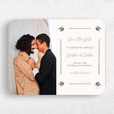 Beige Rounded Wedding Save the Date - Coeur Photo