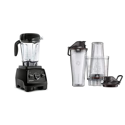 Vitamix Professional Series 750 Blender, Professional-Grade, 64 oz. Low-Profile Container, Black, Self-Cleaning - 1957 & Personal Cup Adapter - 61724