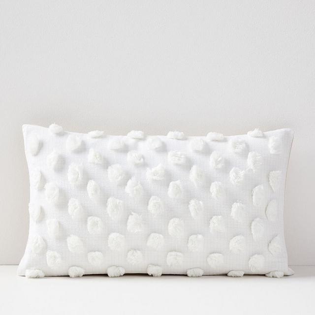 Candlewick Pillow Cover, Set of 2, 12"x21", Stone White