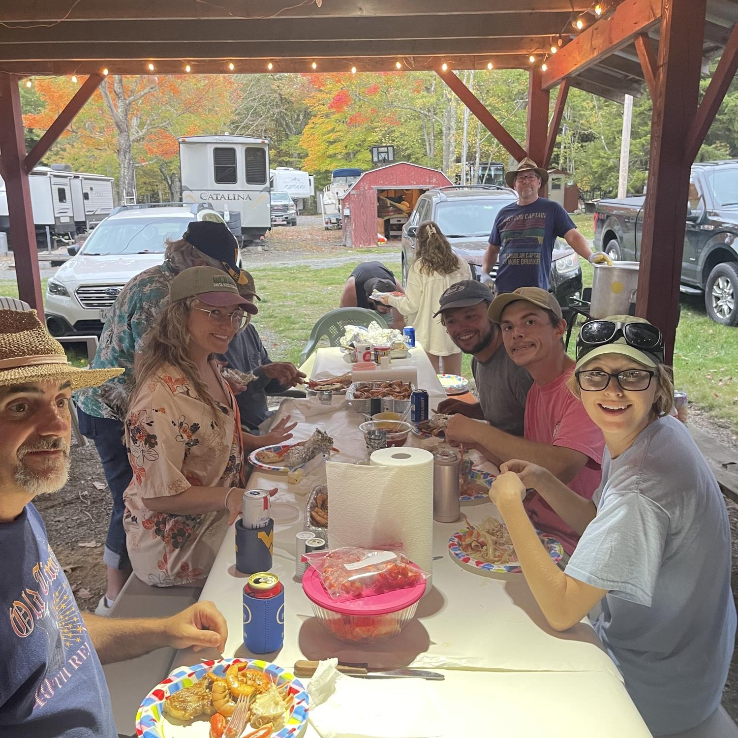 Post-engagement dinner at the lake.