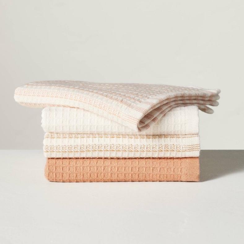 Hearth & Hand™ - 4pk Warm Tone Waffled Cotton Dishcloth Set