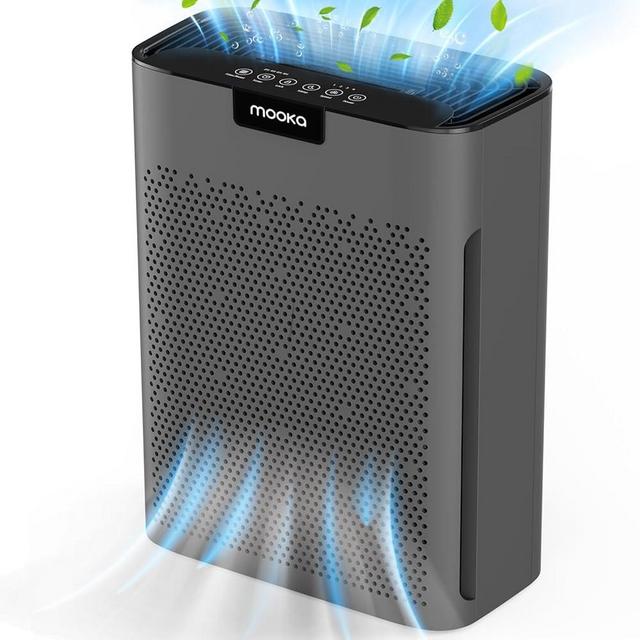 Air Purifiers for Home Large Room 2000 Ft² with Washable Filters, MOOKA H13 HEPA Filter Pet Air Purifier for Bedroom with Fragrance, Air Cleaner for Smoke Dust Pollen Pets Hair Odor, KJ190L Grey