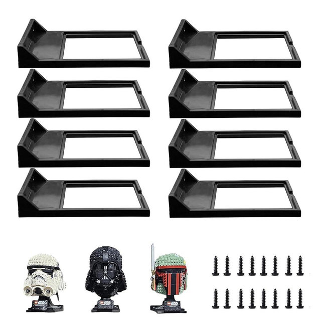 TEYOUYI 8pcs Wall Mount for Lego Star Wars Helmet Display Shelf for Lego Star Wars Helmet Compatible with All Standard Lego Helmets Black