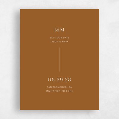 Dark Ochre, Orange Wedding Save the Date - Corinth Portrait