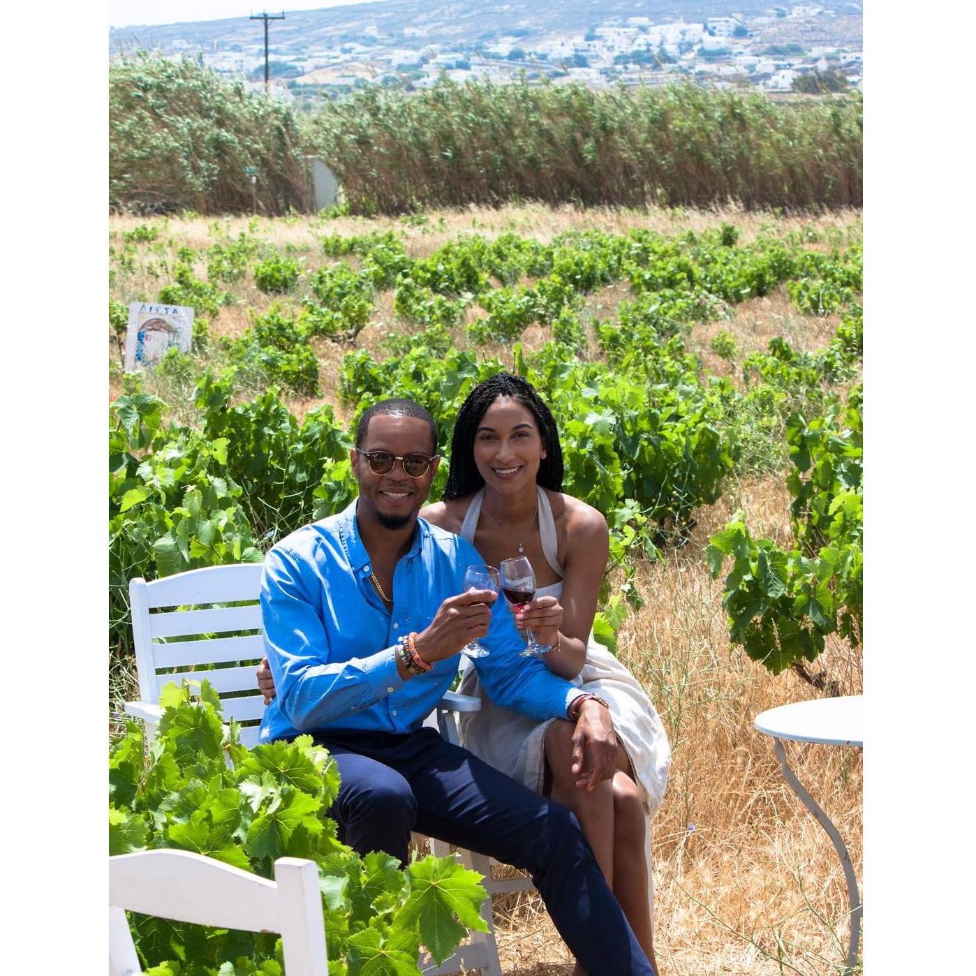 Cheers from Vioma Vineyards in Mykonos, Greece!