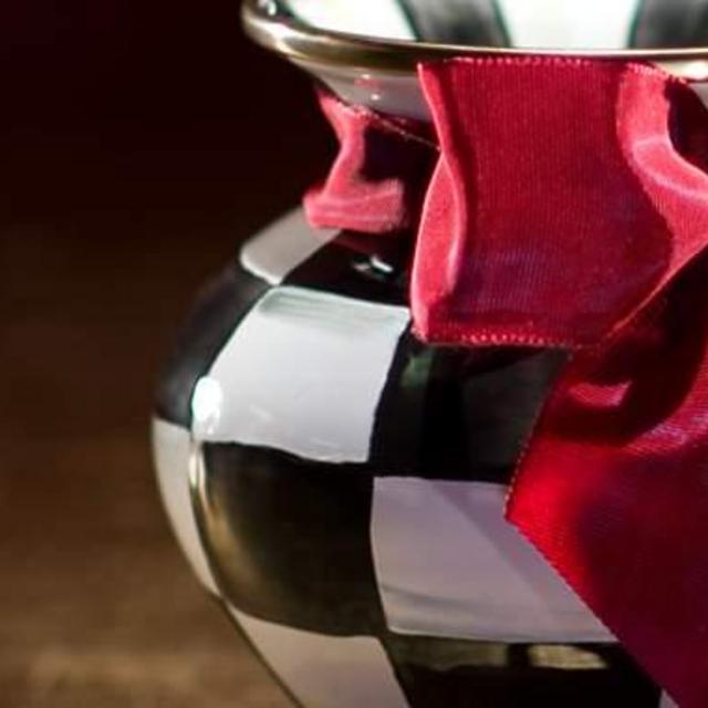 Courtly Check Enamel Vase - Mackenzie Childs