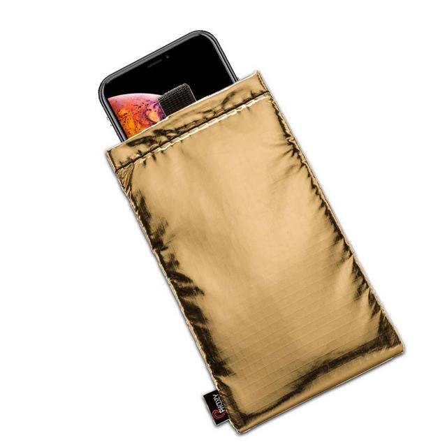 PHOOZY Apollo Series Thermal Phone Pouch Insulated Ultra-Slim Cold Weather Pouch Prevents Freezing, Extends Battery Life, Drop Proof and Floats, Protection for Skiers & Snowboarders (Gold - Large)