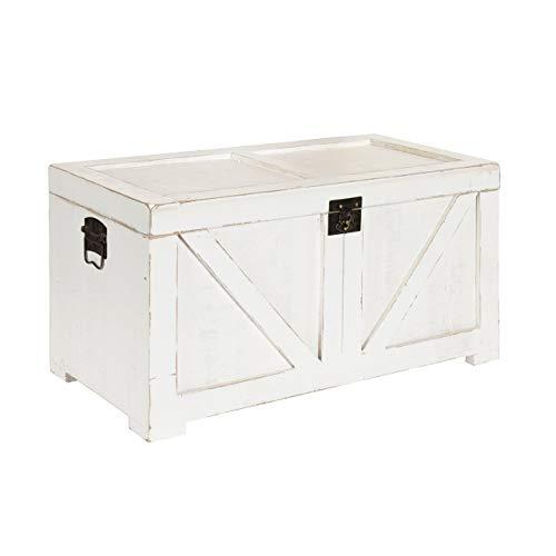 Kate and Laurel Cates Farmhouse Decorative Wood Trunk 14x27.5x14 White