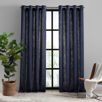 Mercantile Hawthorne 84-Inch Grommet Light Filtering Lined Window Curtain Panel in Navy