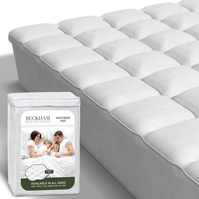 Beckham Hotel Collection King Size Hybrid Mattress Protector & Pad - Extra Padded, Thick, Plush, & Fitted Mattress Topper for Bed - Quilted Pillow Top Mattress Cover