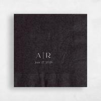 Black Wedding Napkin - Classic Initials