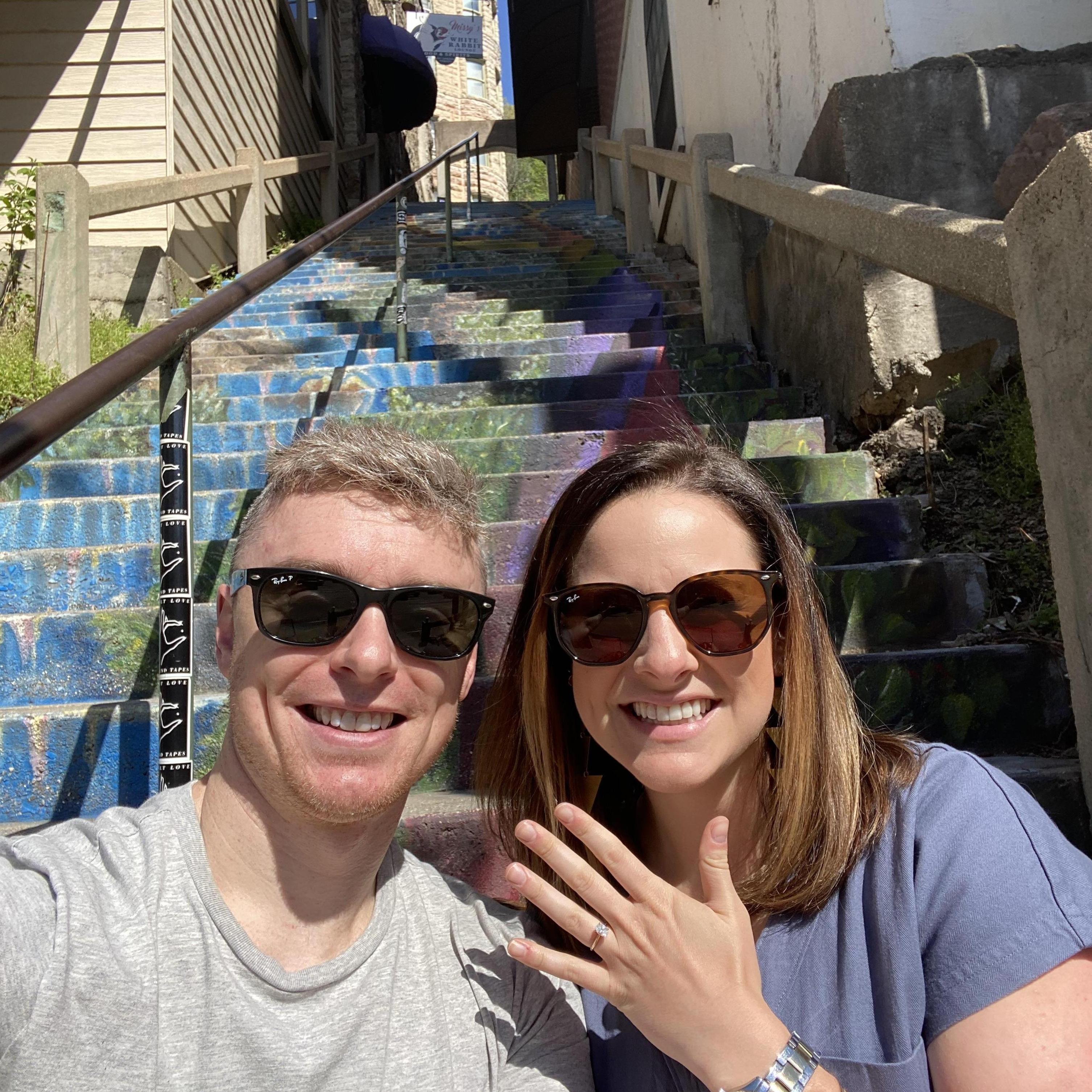 Since we got engaged in Eureka, we had to take a pic by the famous stairs!