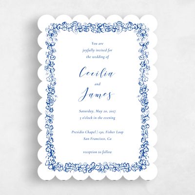 Blue Scalloped Wedding Invitation - Brier Classic