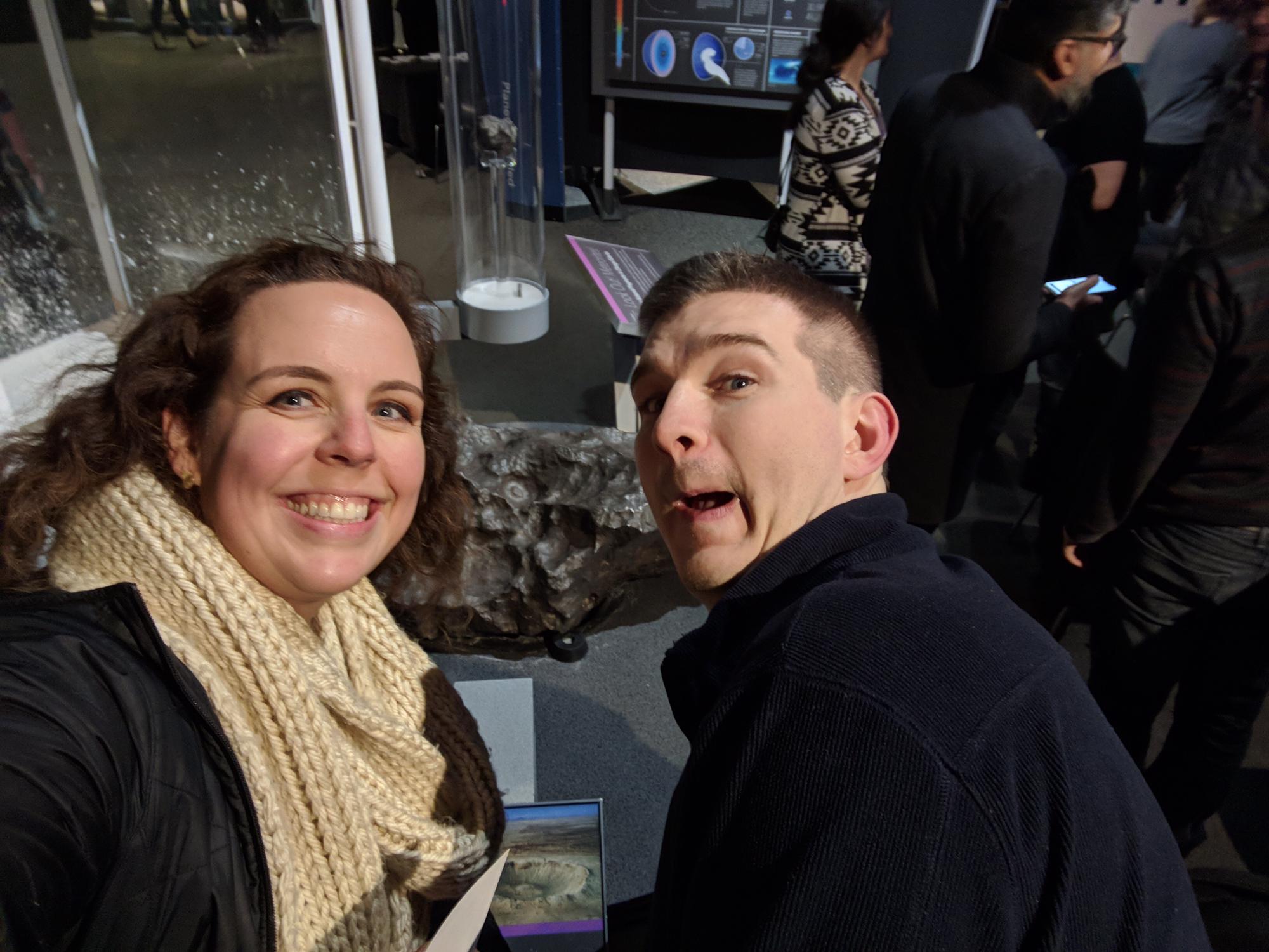 Game night at the Adler Planetarium... I think this was for a scavenger hunt, but that doesn't explain the face Brian is making.