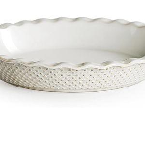 getstar Ceramic Pie Pan, 9 inch Pie Dish for Baking, Non-Stick, Oven & Dishwasher Safe, Farmhouse Decor Quiche Baking Dish, Pie Plate, Deep Dish Pie Pan (Embossed Dots)