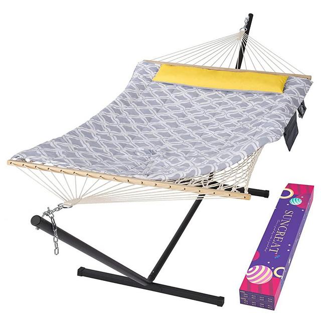 SUNCREAT Outdoor Hammock with Stand, Portable Hammocks for Outside with Stand, Gray Drops