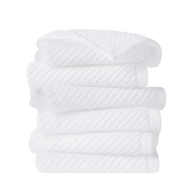 Madison Park 6-Piece Towel Washcloths Set for Bathroom 13" x 13" Diagonal Ribbed, White - 100% Cotton Soft Quick Dry & Absorbent Gift | Zero Twist, 500 GSM, Oeko-TEX, Hotel Quality