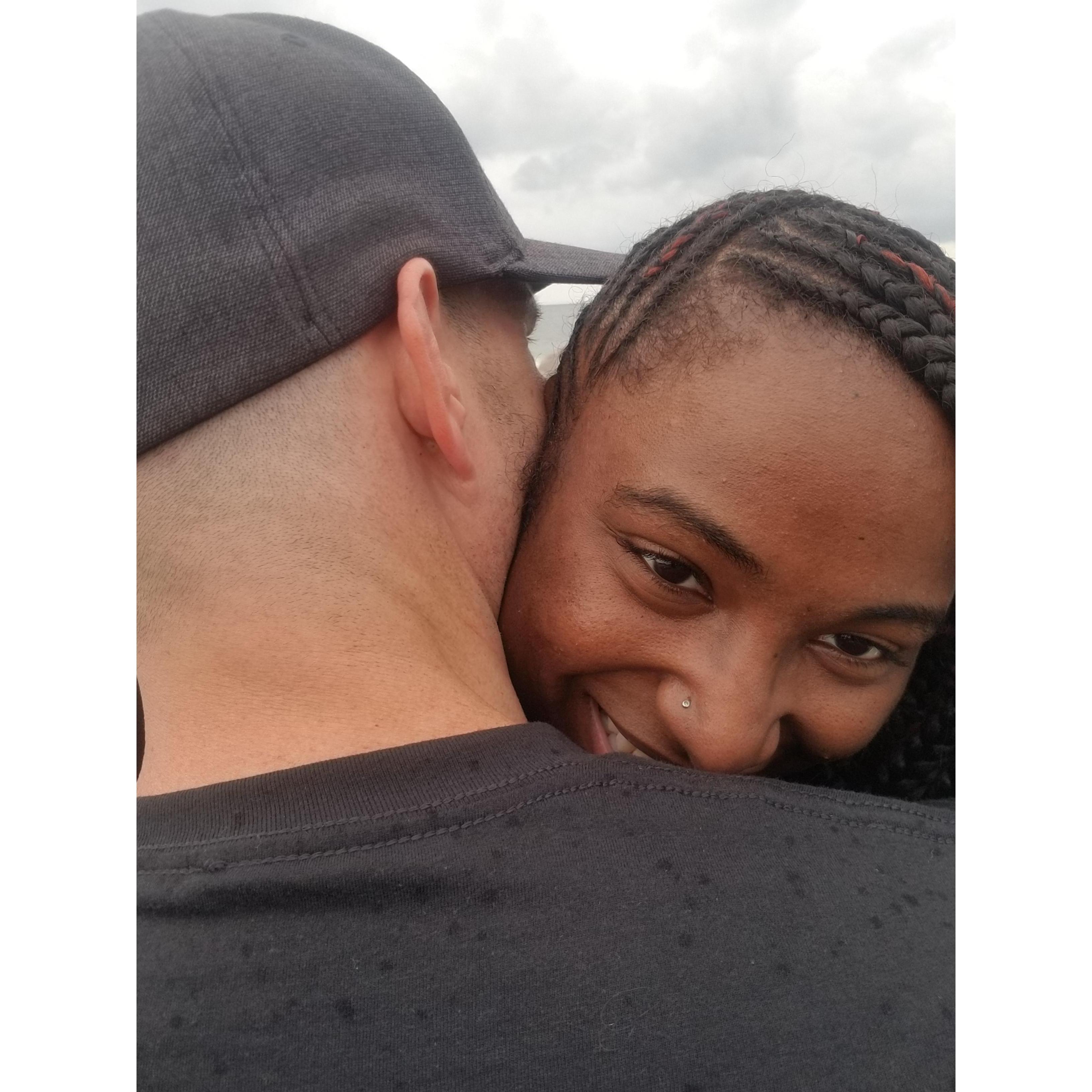 This picture was the first time Andrew and Jeanevra met in person in North Carolina, July 2018.